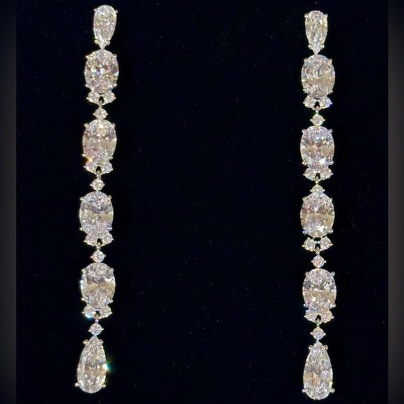 Nadri Linear Crystal Drop Earrings in Rhodium Plated - Picture 1 of 4